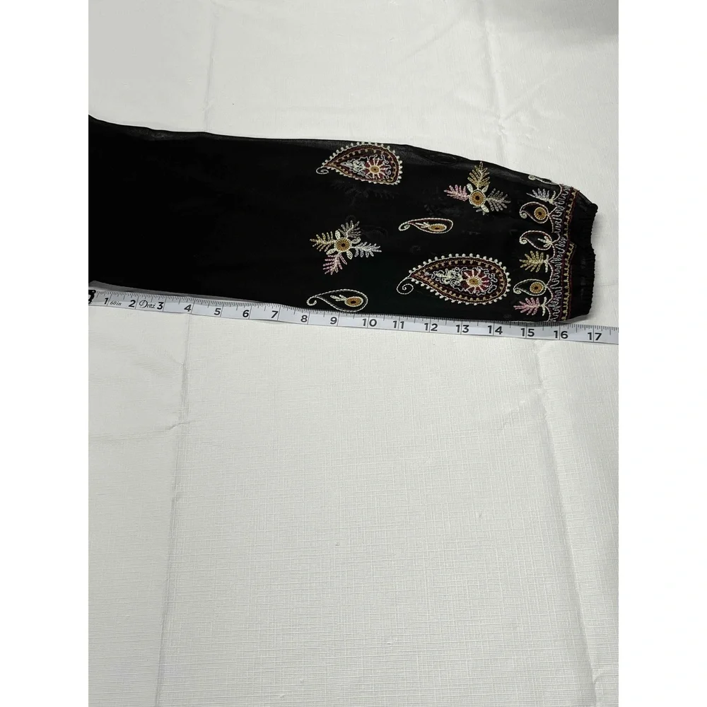 V Cristina Black‎ Sheer Paisley Embroidered Tunic Long Sleeve Top Womens XL - Picture 10 of 11
